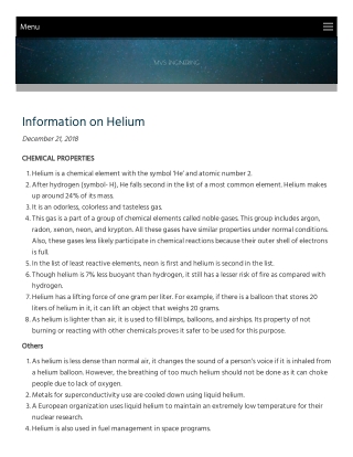 Information on Helium