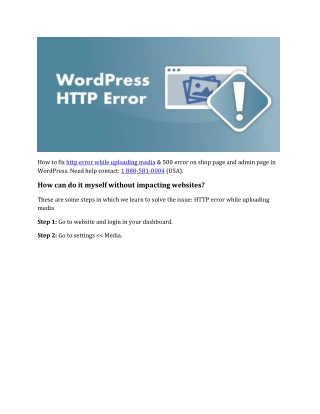 Call:1 888-581-0004 | How to Fix http Error WordPress Media Upload