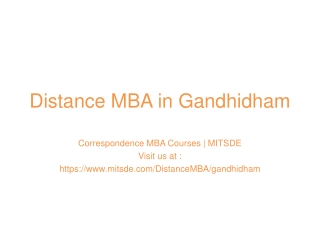 Distance Management Courses | Correspondence MBA | Distance MBA in Gandhidham