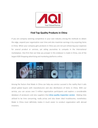 AQI Service - Quality Control and Inspection Company in China