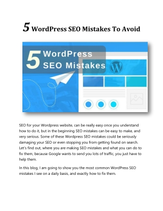 5 WordPress SEO Mistakes To Avoid