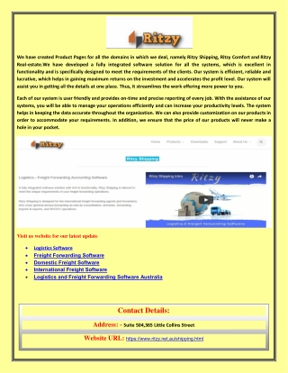 Ritzy Solutions provides Shipping Management