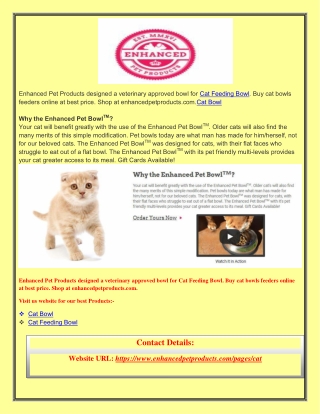 Buy online cat feeding bowl and cat bowl pet products