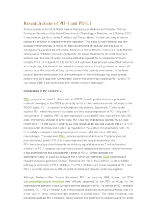 Research status of PD-1 and PD-L1