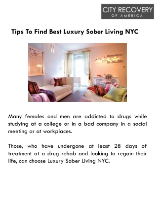 Tips To Find Best Luxury Sober Living NYC