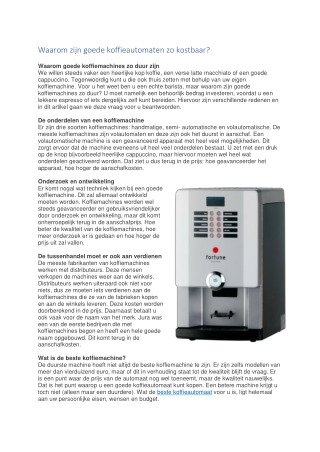 Waarom zijn goede koffieautomaten zo kostbaar