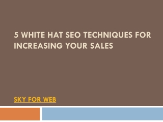 5 White Hat SEO Techniques for increasing your sales