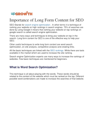 Importance of Long Form Content for SEO