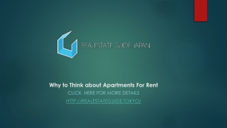 Why to think about apartments for rent