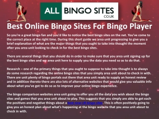 Best Online Bingo Sites For Bingo Player