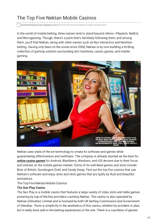The Top Five Nektan Mobile Casinos