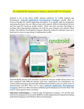 An Android Development Company Ahead with New Features