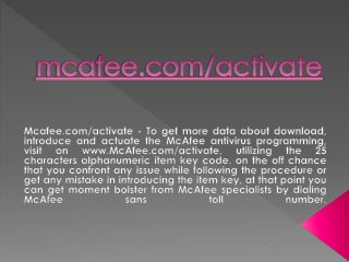 MCAFEE.COM/ACTIVATE- MCAFEE ACTIVATION HELP
