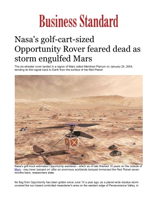 Nasa's golf-cart-sized Opportunity Rover feared dead as storm engulfed Mars