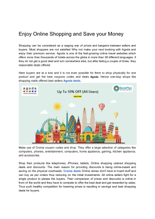 Enjoy Online Shopping and Save your Money