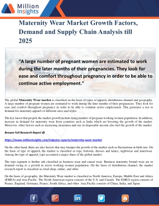 Maternity Wear Market Growth Factors, Demand and Supply Chain Analysis till 2025