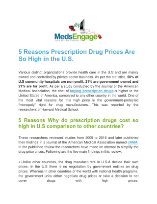 5 Reasons Prescription Drug Prices Are So High in the U.S.