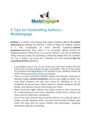 6 Tips for Controlling Asthma - Medsengage