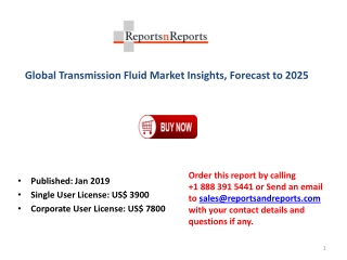 Transmission Fluid Market: Global Industry Trends, Share, Size, Growth, Opportunity and Forecast 2019-2025