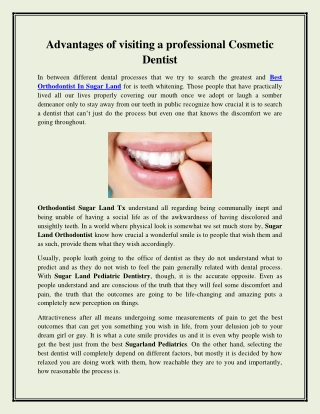 Advantages of visiting a professional Cosmetic Dentist