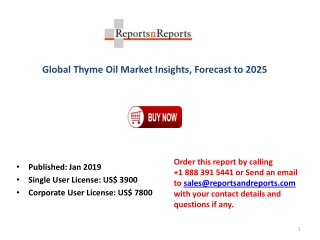 Thyme Oil Market - Global Industry Analysis, Size, Share, Growth, Trends, and Forecast 2019-2025