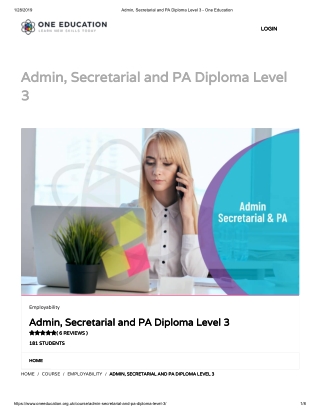 Admin, secretarial and pa diploma level 3 - One Education