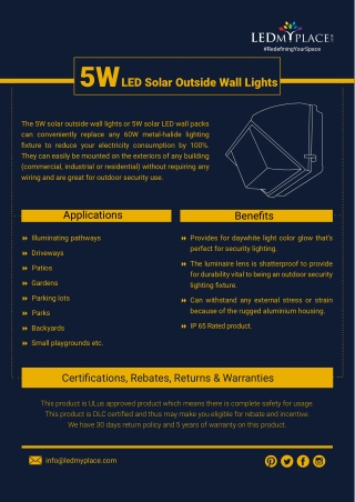 5W Outside LED Solar Wall Pack Light – USA