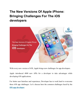 The New Versions Of Apple iPhone: Bringing Challenges For The iOS developers