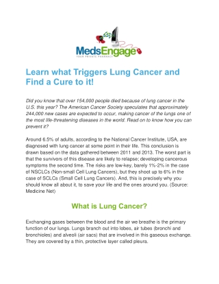 Learn what Triggers Lung Cancer and Find a Cure to it!