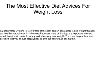 The Most Effective Diet Advices For Weight Loss