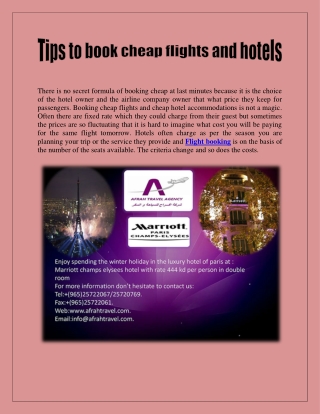 Tips to book Cheap Flights and hotels