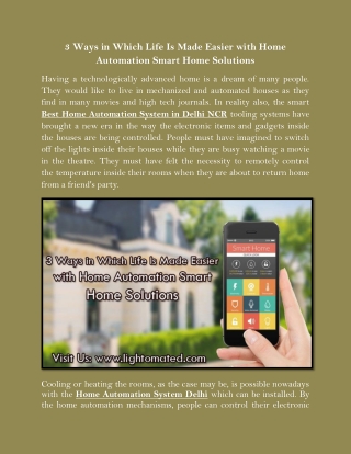 3 Ways in Which Life Is Made Easier with Home Automation Smart Home Solutions