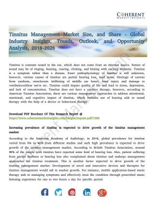 Tinnitus Management Market Size, and Share - Global Industry Insights, Trends, Outlook, and Opportunity Analysis, 2018-2