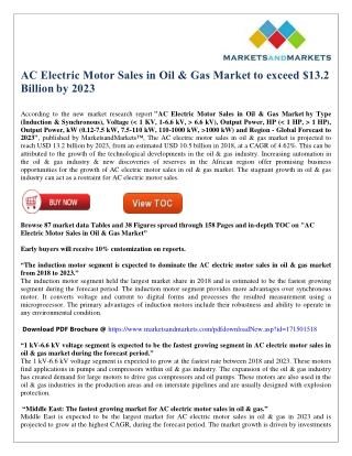 AC Electric Motor Sales in Oil & Gas Market to exceed $13.2 Billion by 2023