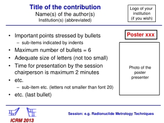 Title of the contribution Name(s) of the author(s) Institution(s) (abbreviated)