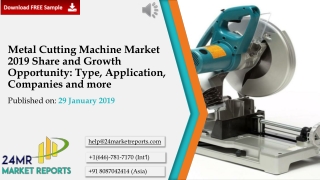 Metal Cutting Machine Market 2019 Share and Growth Opportunity: Type, Application, Companies and more