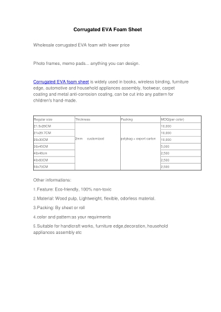 Corrugated EVA Foam Sheet