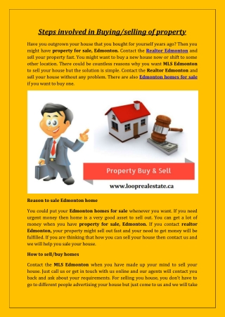 Steps involved in Buying/selling of property