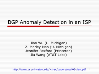 BGP Anomaly Detection in an ISP