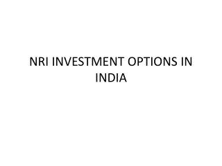 NRI Investment Options In India