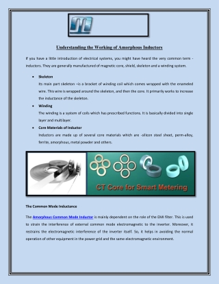 Understanding the Working of Amorphous Inductors