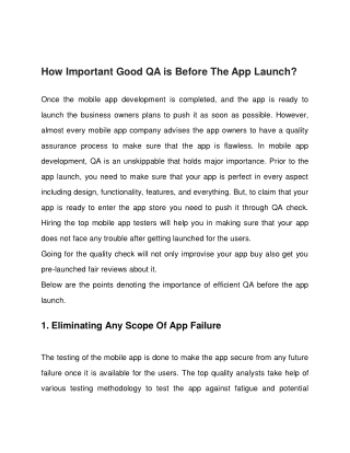 How Important Good QA is Before The App Launch?