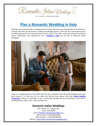 Plan a Romantic Wedding in Italy