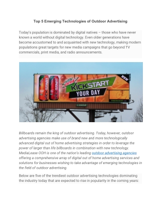 Top 5 Emerging Technologies of Outdoor Advertising