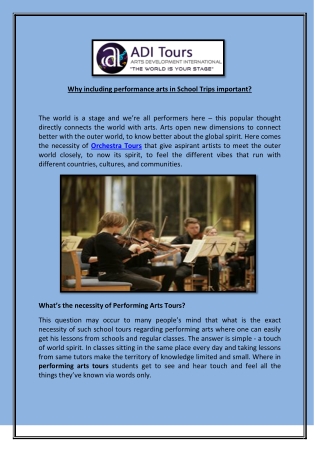 Why including performance arts in School Trips important?