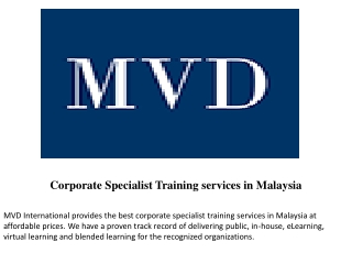 Corporate Specialist Training services in Malaysia