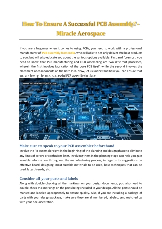 How To Ensure A Successful PCB Assembly? - Miracle Aerospace