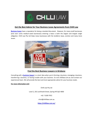 Get the Best Advice for Your Business Lease Agreements from Chilli Law