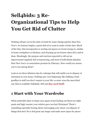 Sell4bids: 3 Re-Organizational Tips To Help You Get Rid of Clutter
