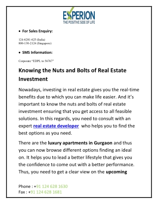 Knowing the Nuts and Bolts of Real Estate Investment